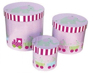 F�rvaringsaskar, Elefant rosa, 3-pack