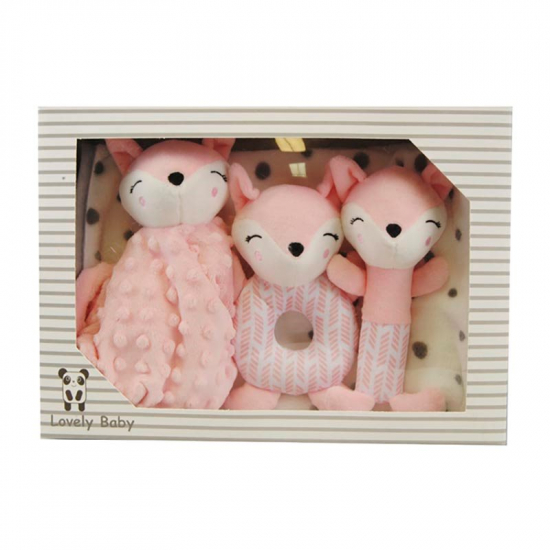Fleece pledd og kosedyr Giftset Rosa Fox i gruppen Barn og foreldre / Barnerommet / Pledder / Fleecetepper hos Kpbarnvagn (18421)