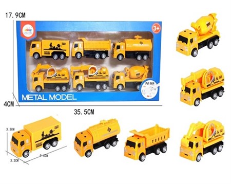 Arbeidsbiler 6-stycker Pull Back  i gruppen Leker / Leker fra 3 r / Biler, bter & tog hos Kpbarnvagn (281154)