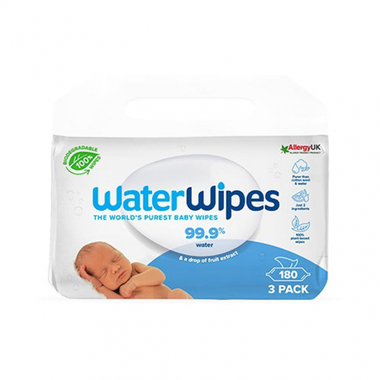 WaterWipes Biologisk nedbrytbare BabyWipes 3x60-pakning