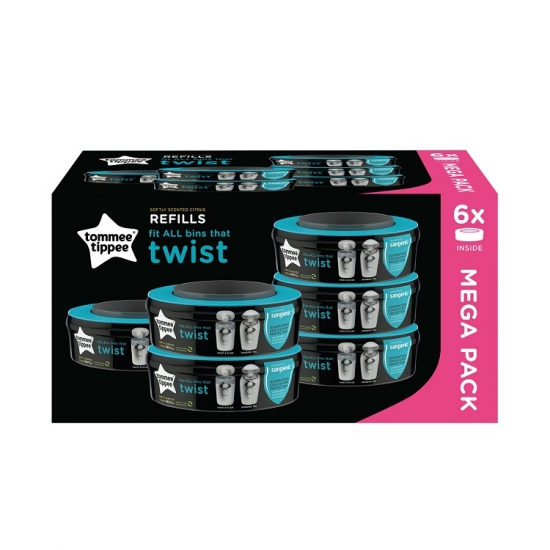 Sangenic Twist & Click Refill 6-pakke i gruppen Barn og foreldre / Baderom og utstyr / Bleijebtter & refiller hos Kpbarnvagn (5010415510082)