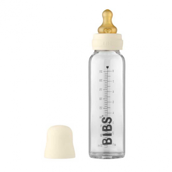 Bibs Tåteflaske Glass 225ml, Ivory