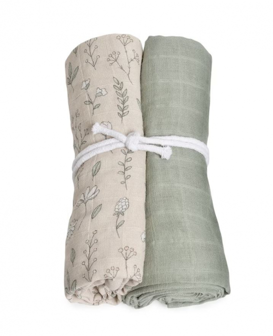 Mini Dreams Musselintepper 2-pack Blomstereng, Sand i gruppen Barn og foreldre / Baderom og utstyr / Tepper & Pledd / Muslintepper hos Kpbarnvagn (91104132)