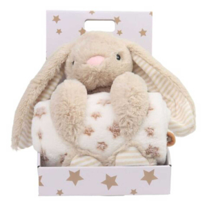 Carlo Baby Fleece pledd og kosedyr kanin Beige