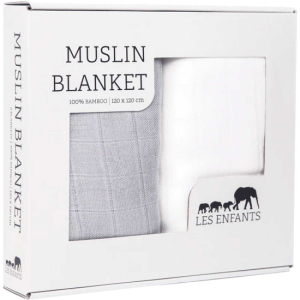 Les Enfants Muslinteppe 2-pakk Grå/Hvit