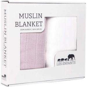 Les Enfants Muslinteppe 2-pakk Rosa/Hvit