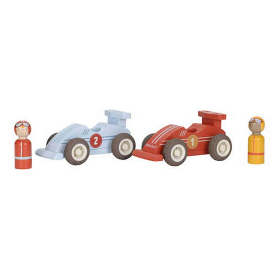 Little Dutch Racerbiler med trekkmekanisme og trefigurer
