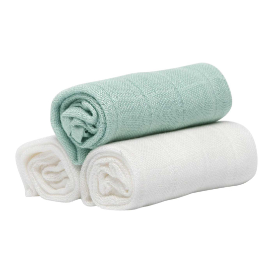 Les Enfants Suttekluter Bambus Muslin 3-pack Grønn/Hvit