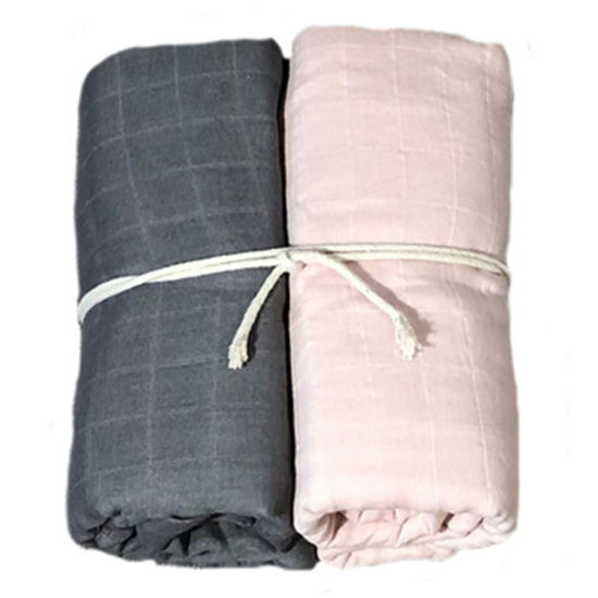 Mini Dreams Musselintepper 2-pakk Grå/Rosa