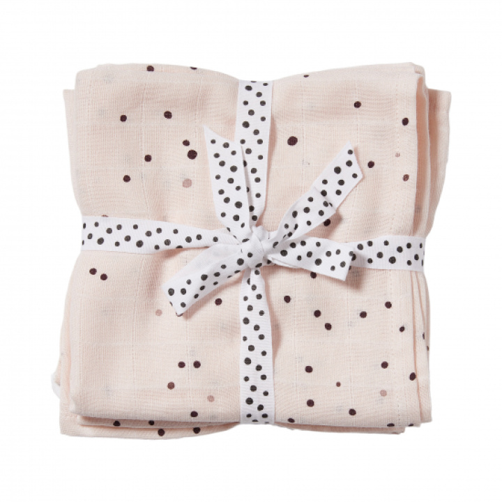Done by Deer Swaddle Teppe Dreamy Dots Powder, 2-pack i gruppen Babyutstyr / Tepper & Pledd / Muslintepper hos Köpbarnvagn (3103571)