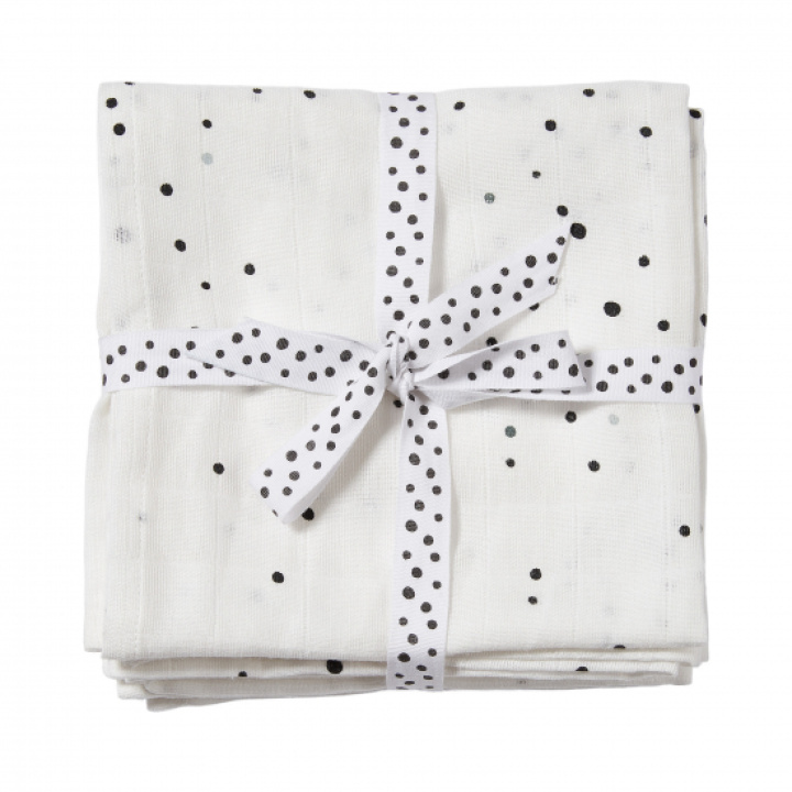 Done by Deer Swaddle Teppe Dreamy Dots Hvit, 2-pack i gruppen Babyutstyr / Tepper & Pledd / Muslintepper hos Köpbarnvagn (3103578)