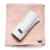 Vinter & Bloom Soft Grid + Muslin babyteppe  EKO 2-pack Hvit/Rosa