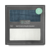 Vinter & Bloom Soft Grid + Muslin EKO 2-pack Hvit/Blå
