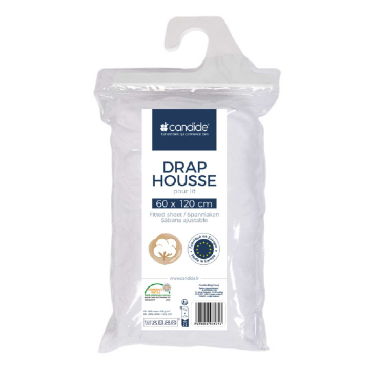 Candide Dra-på-laken Bomull 60x120 Hvit
