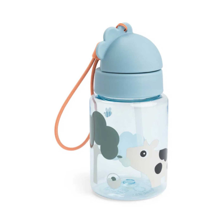 Done By Deer Drikkeflaske 280 ml Tiny Farm Blå i gruppen Babyutstyr / Spise & drikke / Tåteflasker & kopper hos Köpbarnvagn (DOBD1056392)