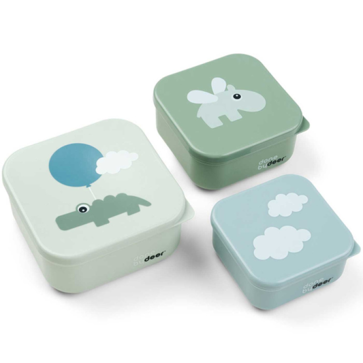 Done By Deer Snackboks Happy Clouds Green 3-pakk i gruppen Babyutstyr / Spise & drikke / Matoppbevaring hos Köpbarnvagn (DOBD1236403)