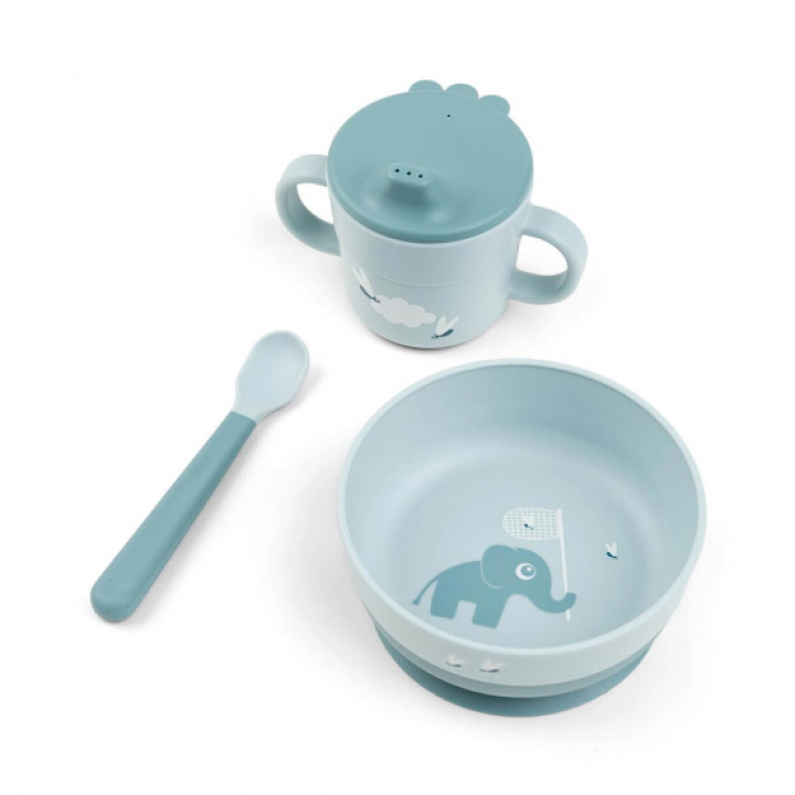 Done By Deer Foodie first meal set Elphee Blue i gruppen Babyutstyr / Spise & drikke / Tallerkener & servise hos Köpbarnvagn (DOBD1596542)
