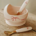 Elodie silikonbolle med skje Rosy Bow