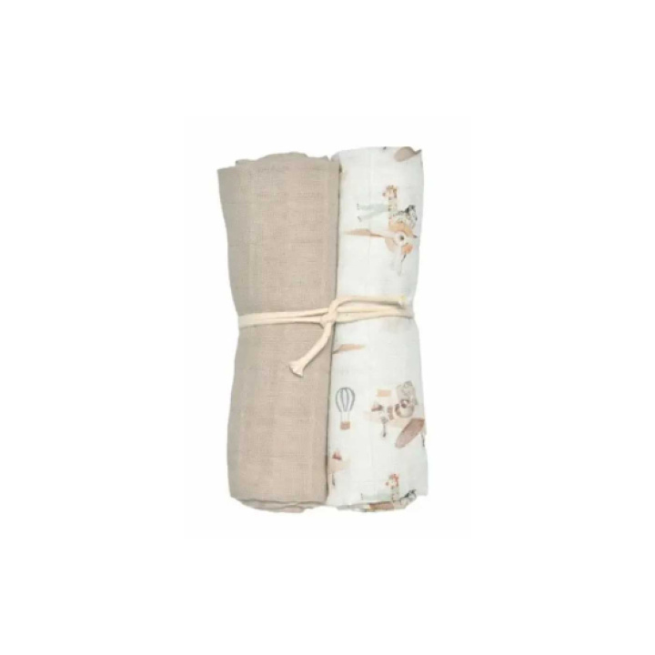 Mini Dreams Musselintepper 2-pakk Flying Friends Hvit