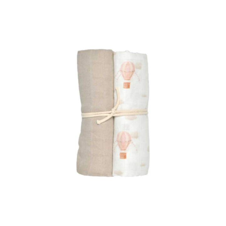 Mini Dreams Musselintepper 2-pakk Vintage Balloon Rosa